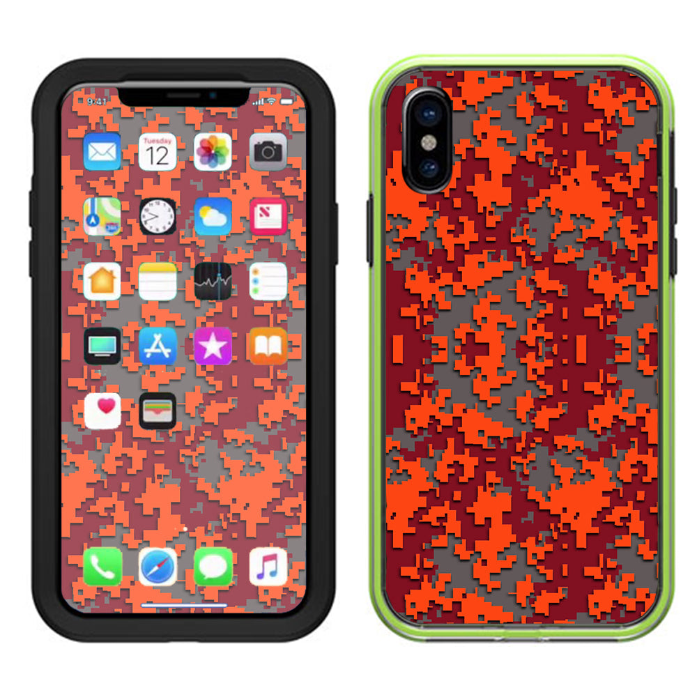  Digi Camo Team Colors Camouflage Orange Red Lifeproof Slam Case iPhone X Skin
