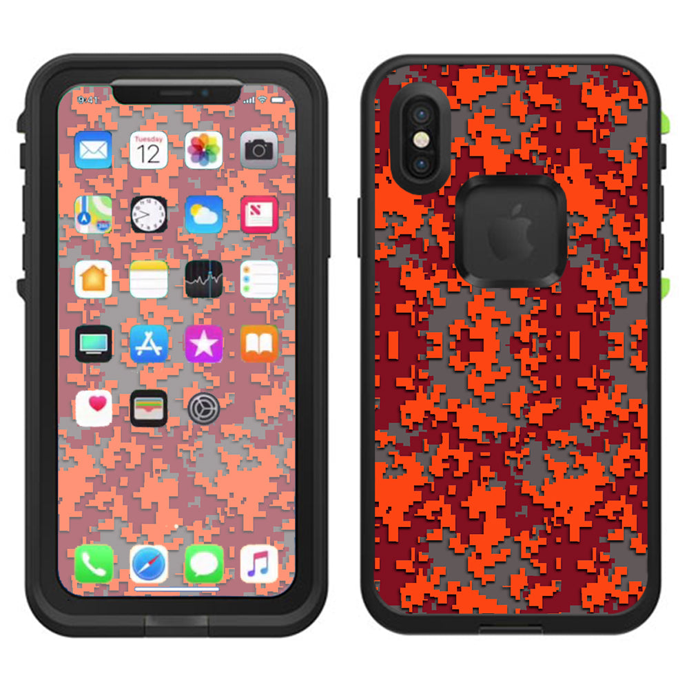  Digi Camo Team Colors Camouflage Orange Red Lifeproof Fre Case iPhone X Skin
