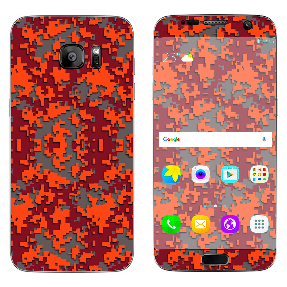  Digi Camo Team Colors Camouflage Orange Red Samsung Galaxy S7 Edge Skin