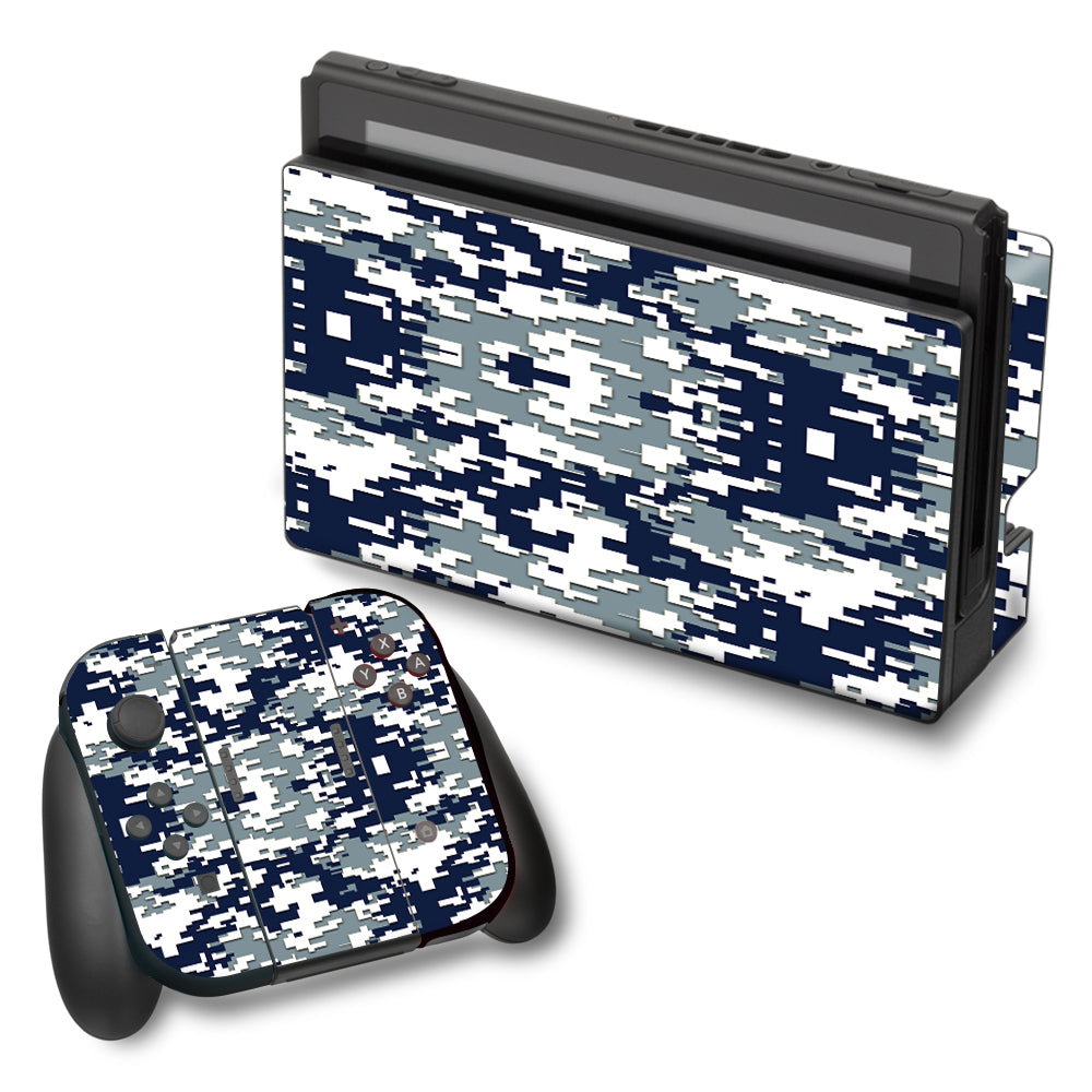  Digi Camo Team Colors Camouflage Blue Silver Nintendo Switch Skin
