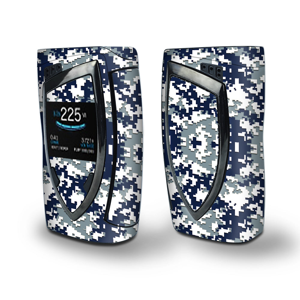 Skin Decal Vinyl Wrap for Smok Devilkin Kit 225w Vape (includes TFV12 Prince Tank Skins) skins cover / Digi Camo Sports Teams Colors digital camouflage Blue Silver