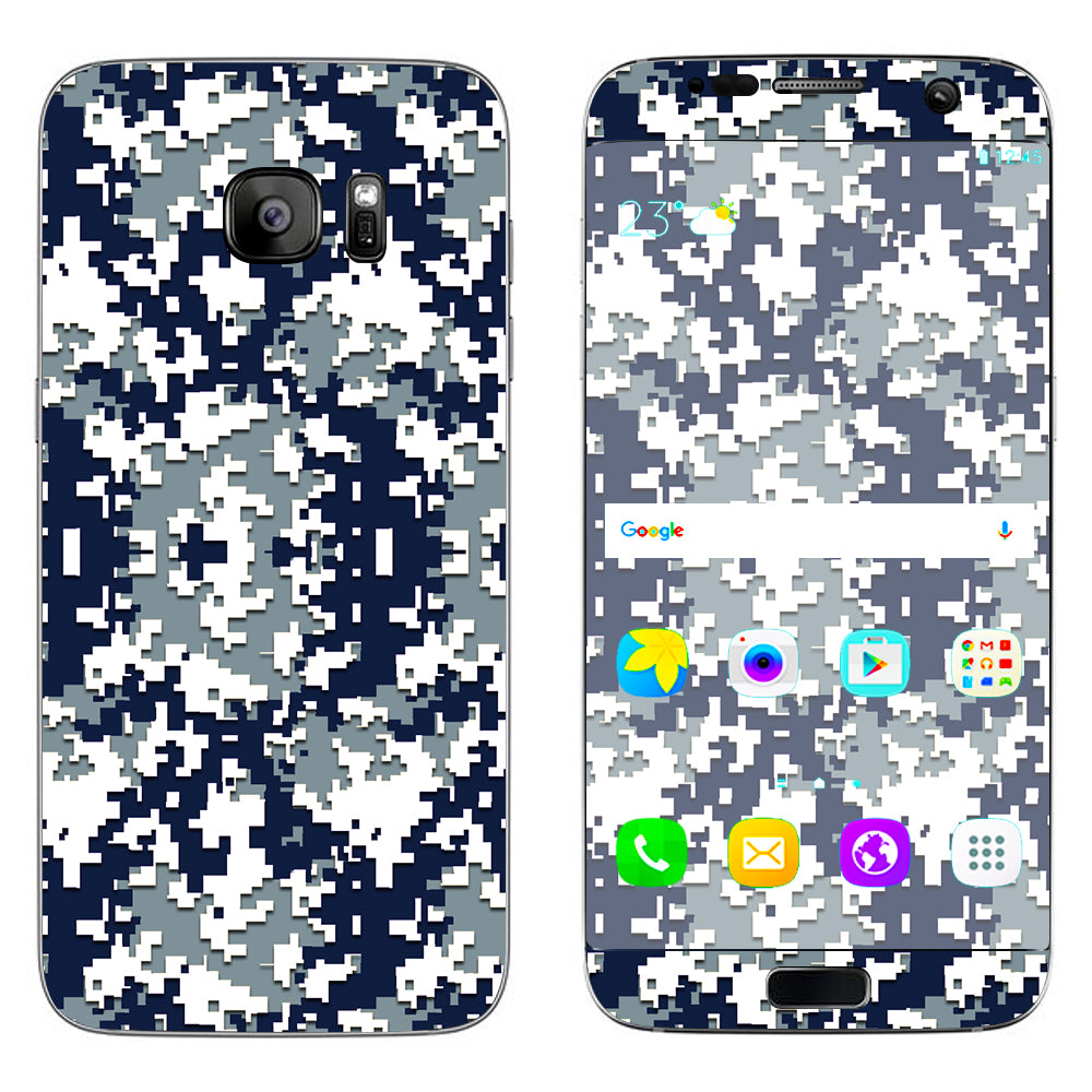 Digi Camo Team Colors Camouflage Blue Silver Samsung Galaxy S7 Edge Skin