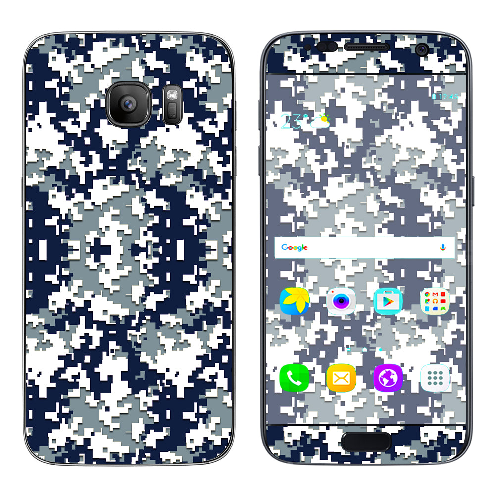  Digi Camo Team Colors Camouflage Blue Silver Samsung Galaxy S7 Skin