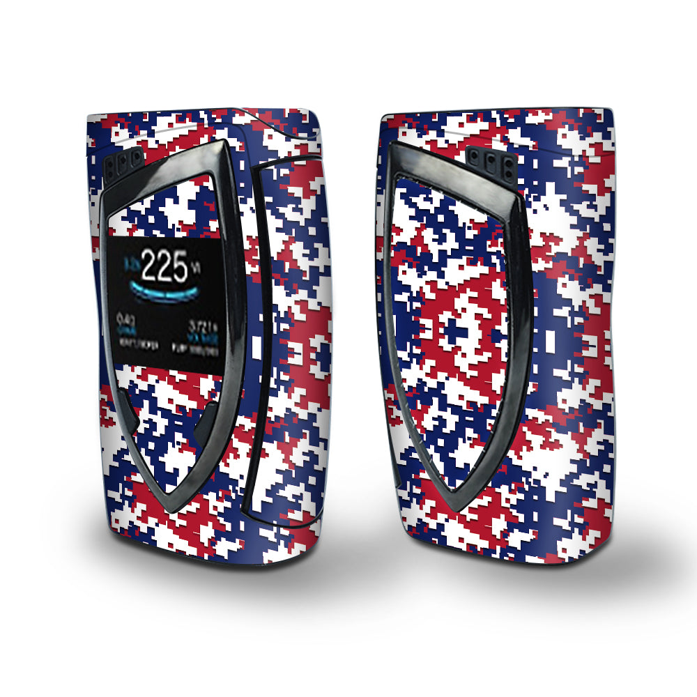 Skin Decal Vinyl Wrap for Smok Devilkin Kit 225w Vape (includes TFV12 Prince Tank Skins) skins cover / Digi Camo Sports Teams Colors digital camouflage Red Blue