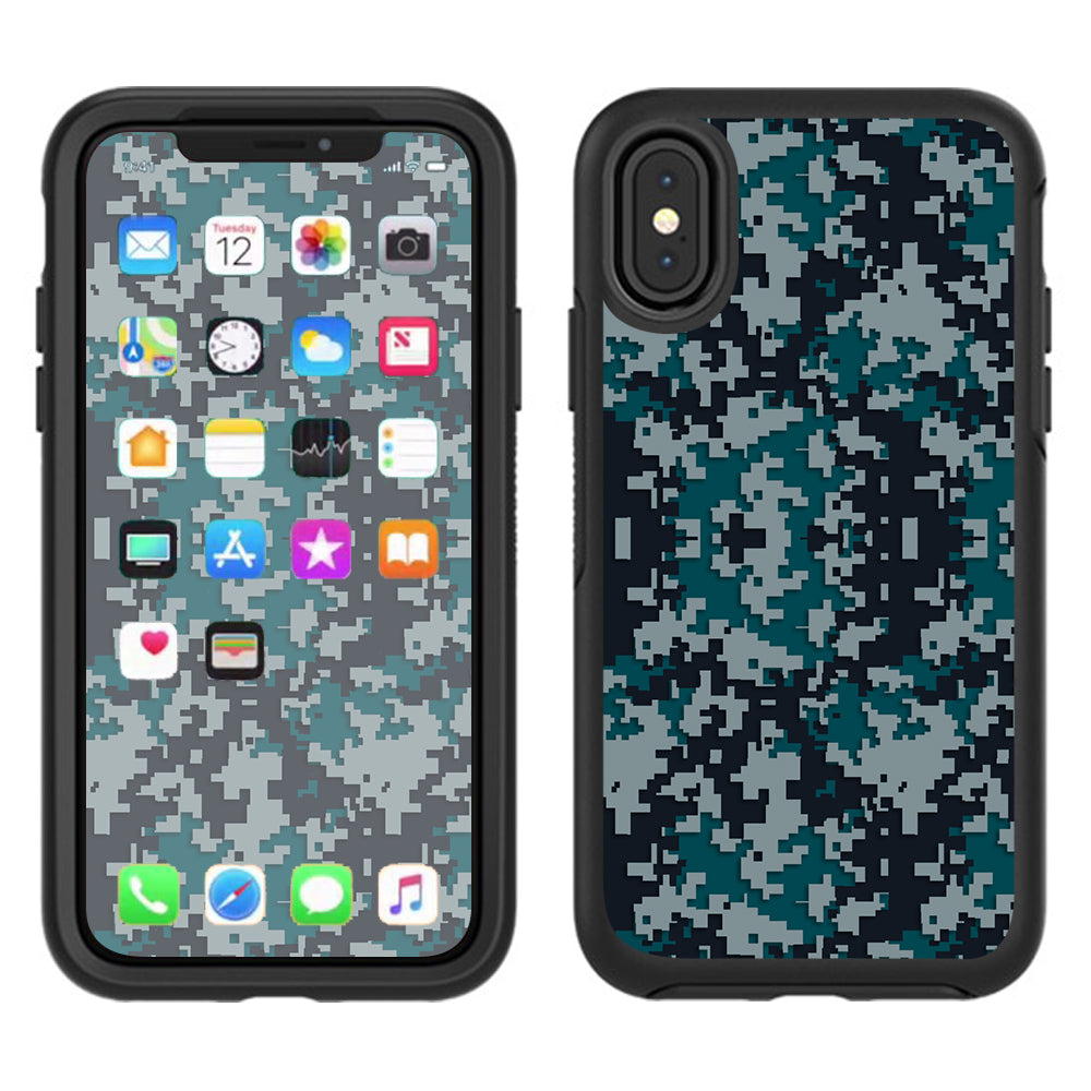  Digi Camo Team Colors Camouflage Green Black Grey Otterbox Defender Apple iPhone X Skin