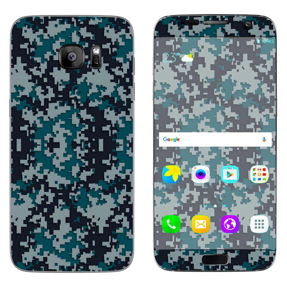 Digi Camo Team Colors Camouflage Green Black Grey Samsung Galaxy S7 Edge Skin