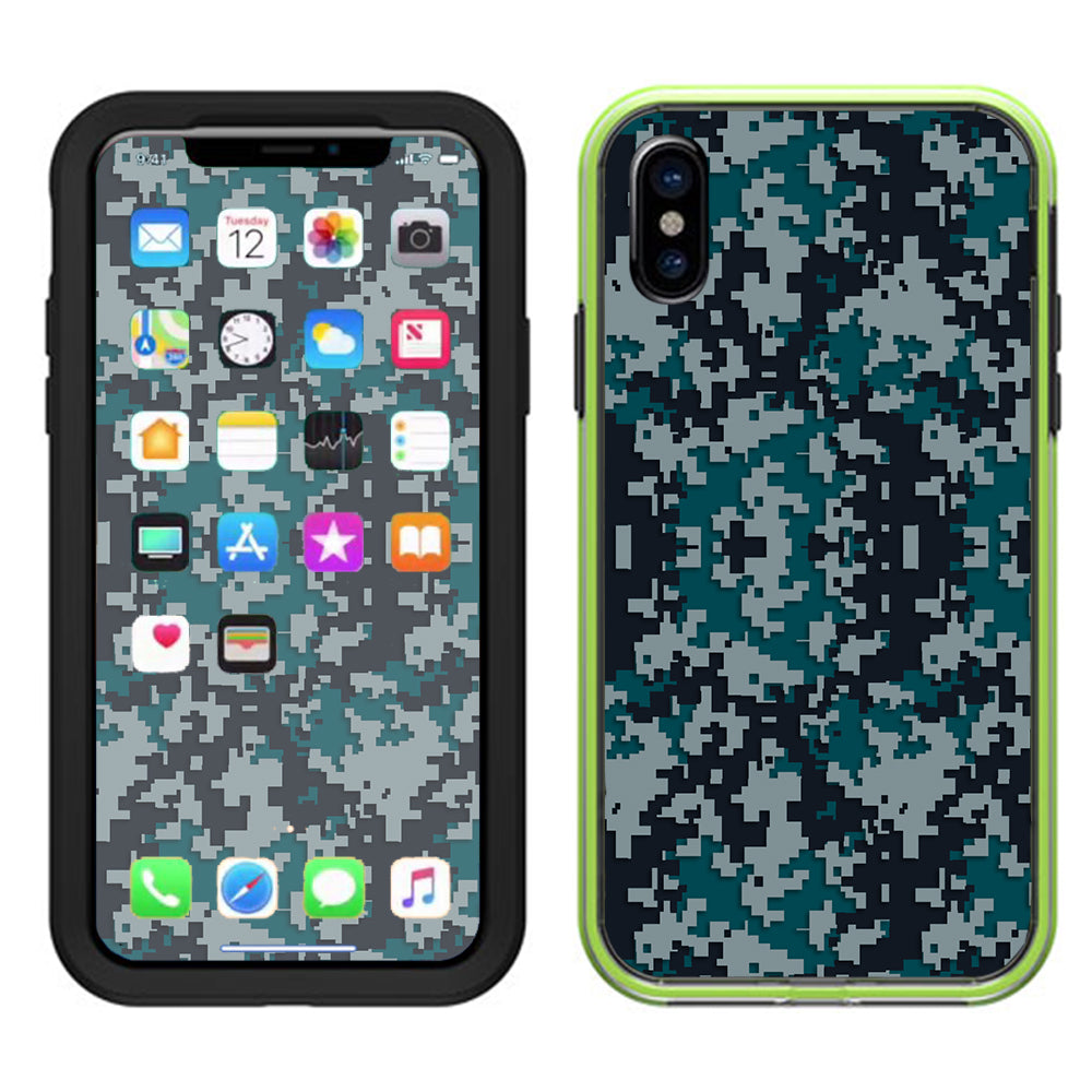  Digi Camo Team Colors Camouflage Green Black Grey Lifeproof Slam Case iPhone X Skin