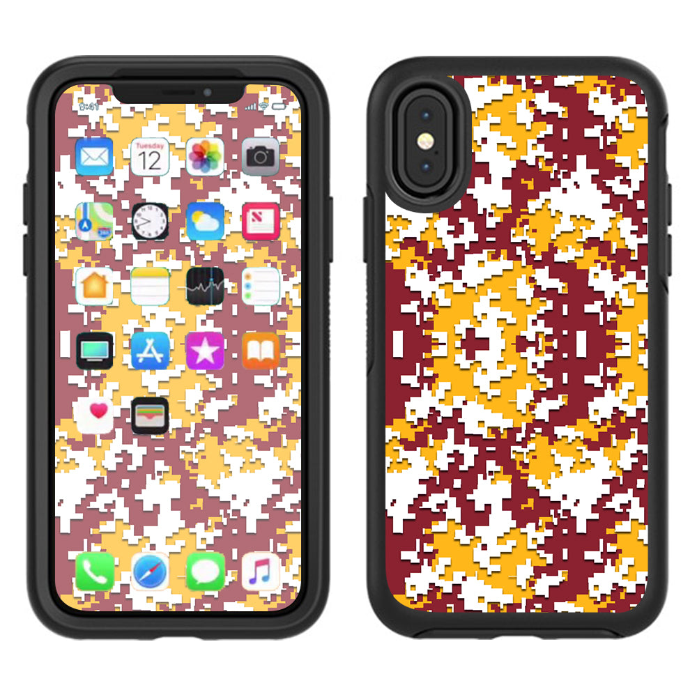  Digi Camo Team Colors Camouflage Red White Yellow Otterbox Defender Apple iPhone X Skin
