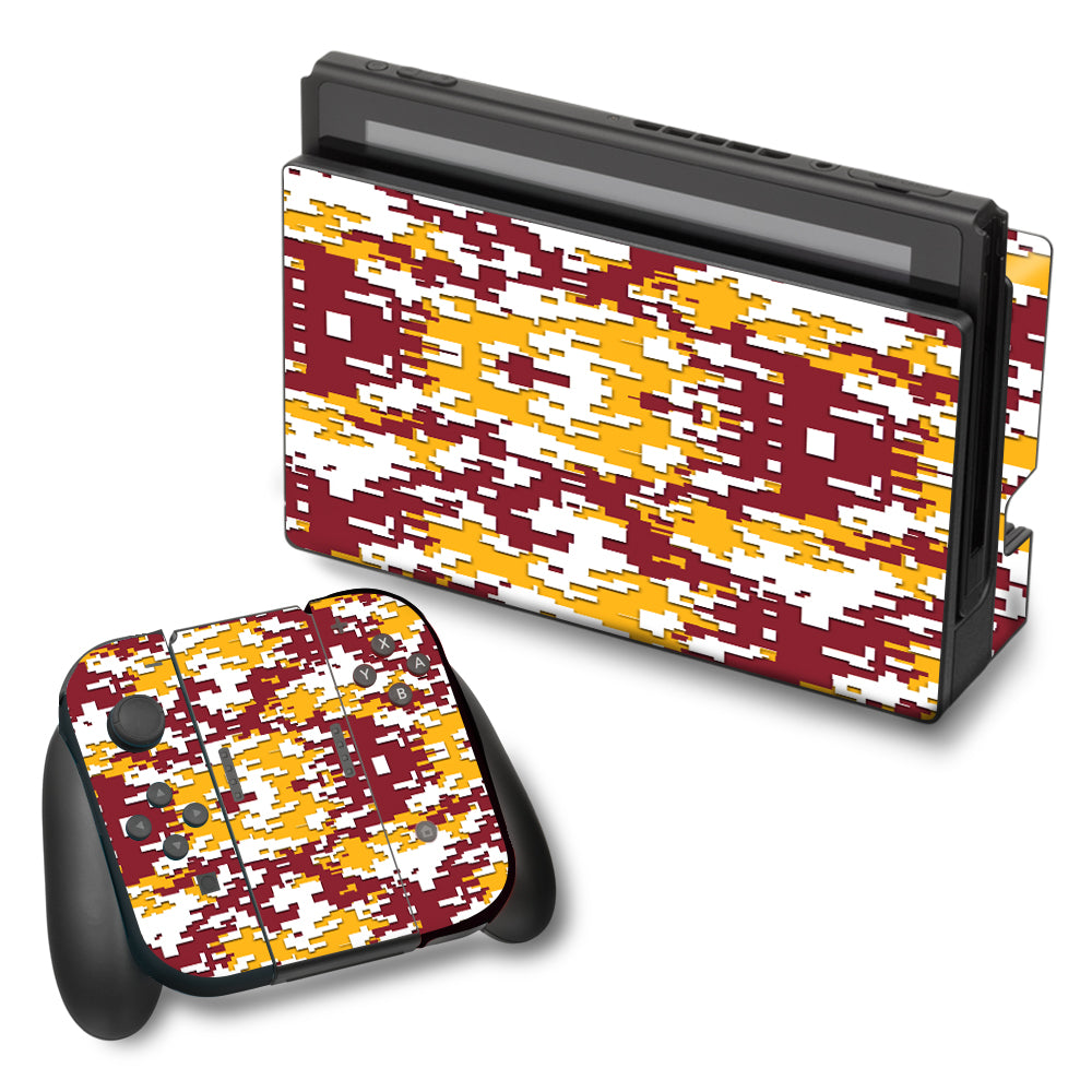  Digi Camo Team Colors Camouflage Red White Yellow Nintendo Switch Skin