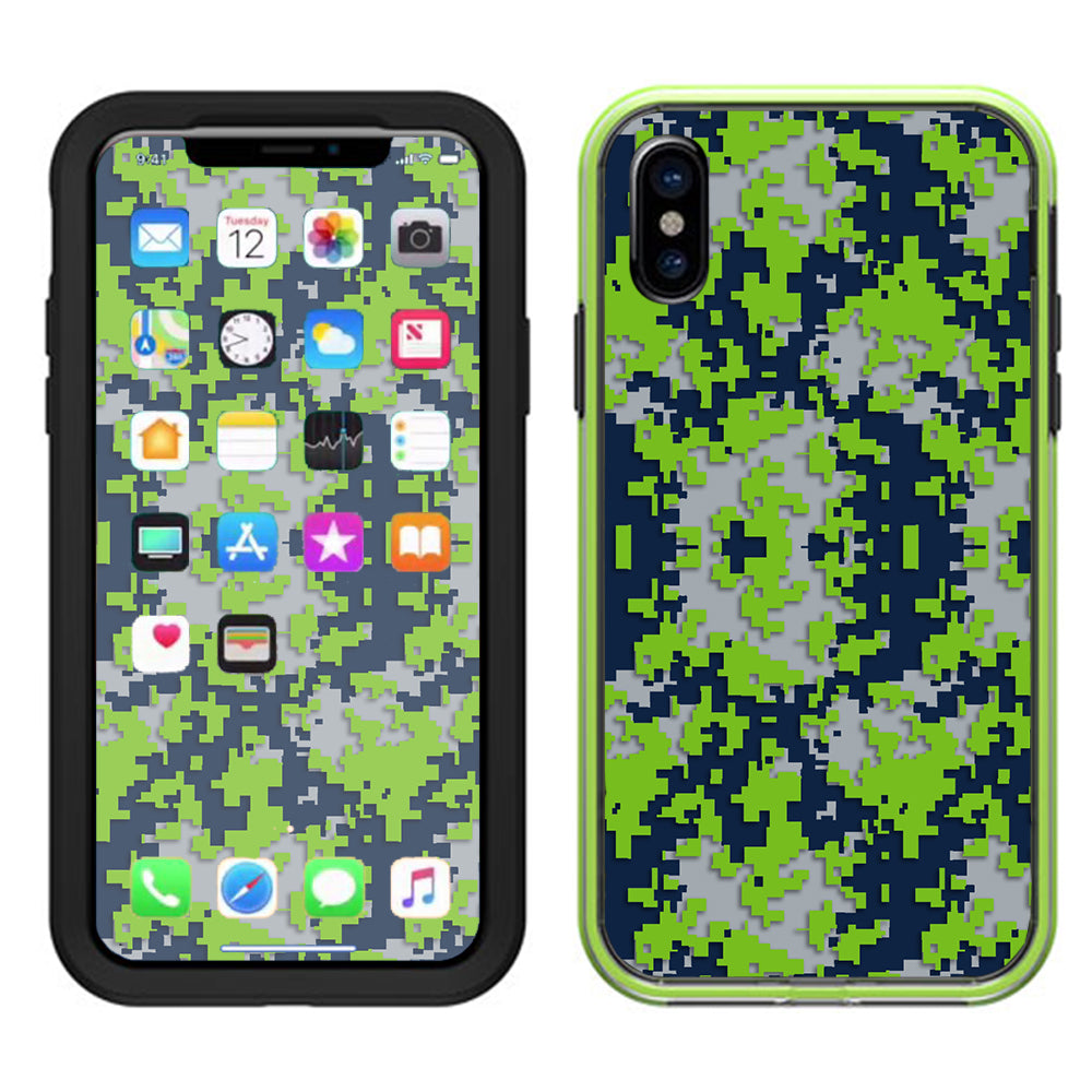  Digi Camo Team Colors Camouflage Light Green Dark Green Lifeproof Slam Case iPhone X Skin