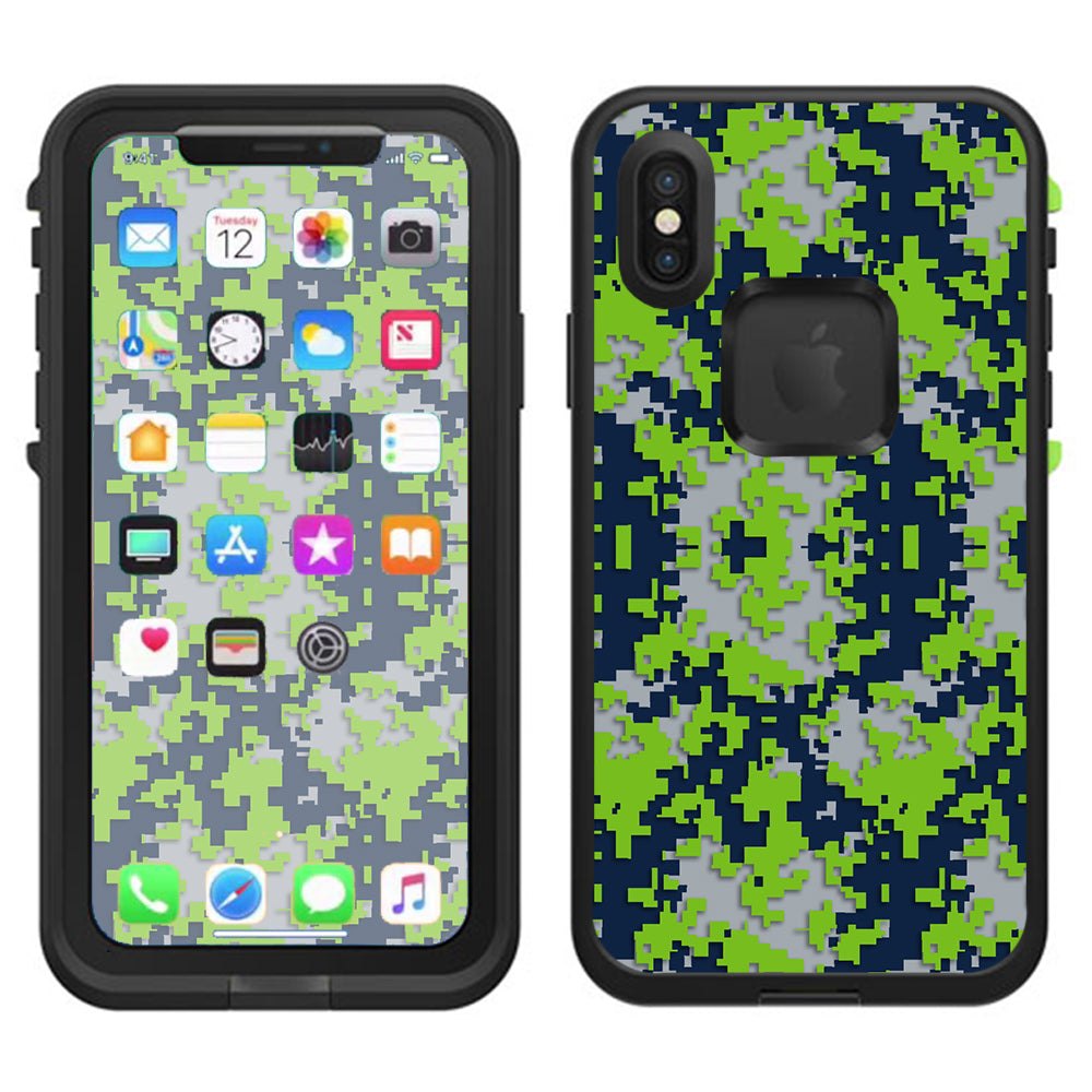  Digi Camo Team Colors Camouflage Light Green Dark Green Lifeproof Fre Case iPhone X Skin