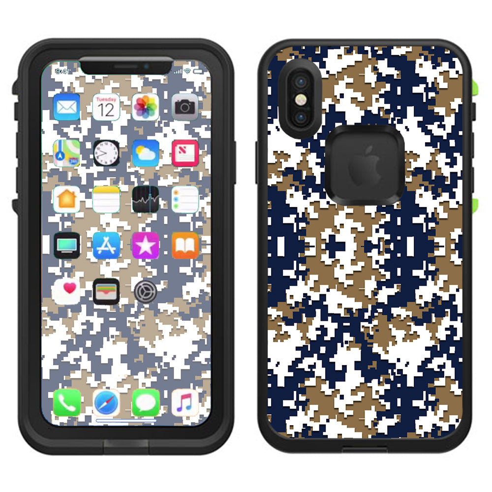  Digi Camo Team Colors Camouflage Gold Blue Lifeproof Fre Case iPhone X Skin