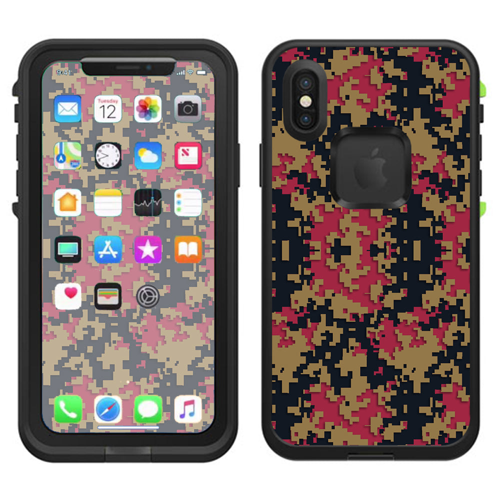  Digi Camo Team Colors Camouflage Gold Red Blue Lifeproof Fre Case iPhone X Skin