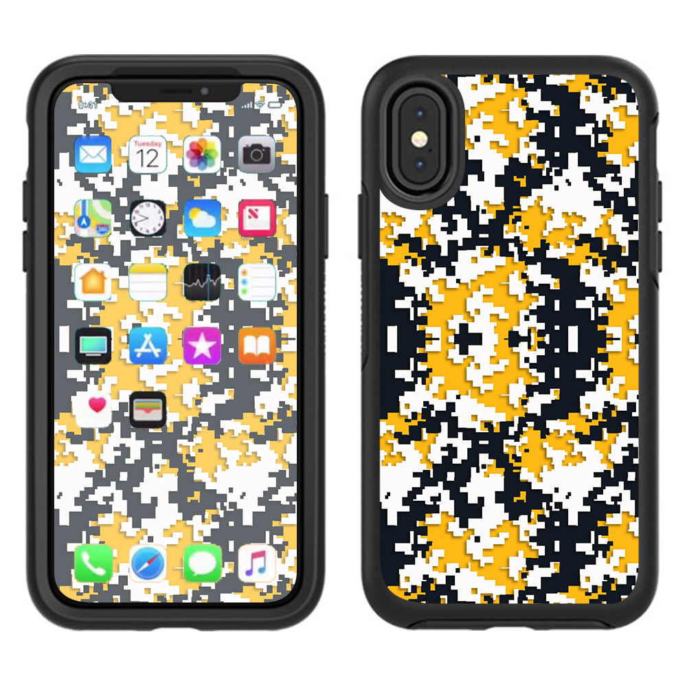  Digi Camo Team Colors Camouflage Yellow Blue Otterbox Defender Apple iPhone X Skin