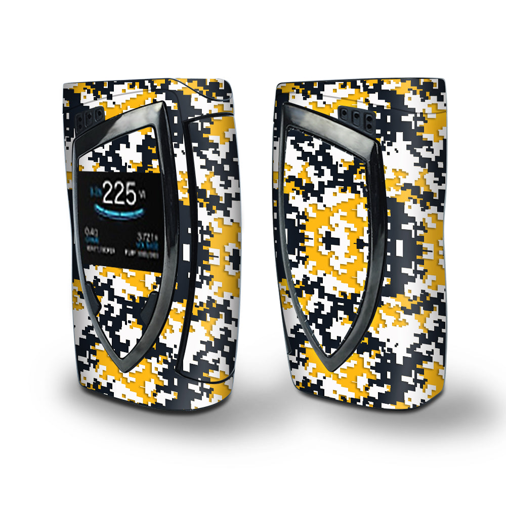 Skin Decal Vinyl Wrap for Smok Devilkin Kit 225w Vape (includes TFV12 Prince Tank Skins) skins cover / Digi Camo Sports Teams Colors digital camouflage Yellow Blue