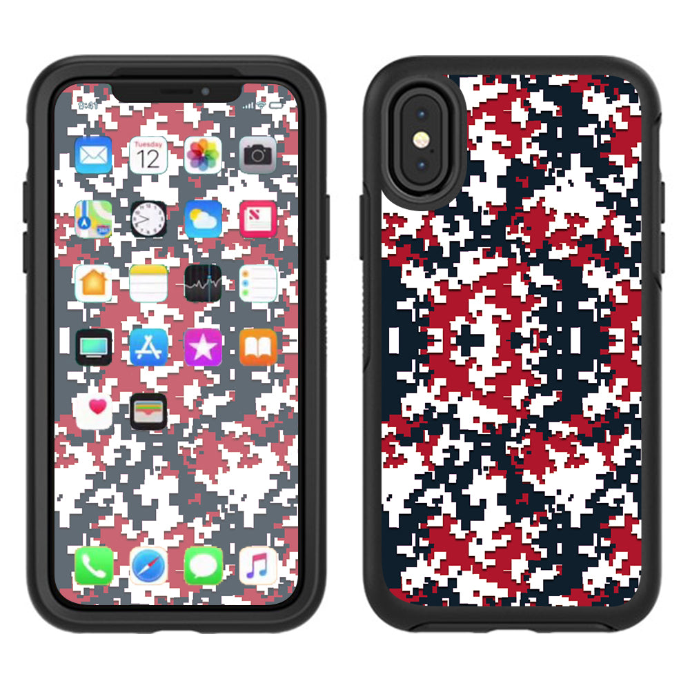  Digi Camo Team Colors Camouflage Red Blue Otterbox Defender Apple iPhone X Skin