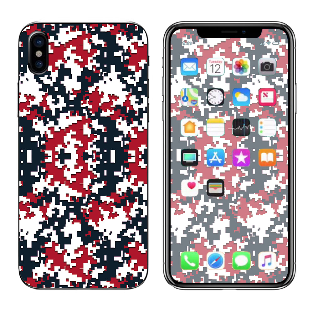  Digi Camo Team Colors Camouflage Red Blue Apple iPhone X Skin