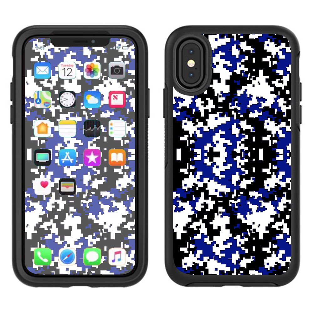  Digi Camo Team Colors Camouflage Blue Black Otterbox Defender Apple iPhone X Skin