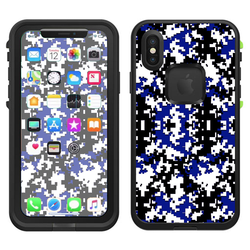  Digi Camo Team Colors Camouflage Blue Black Lifeproof Fre Case iPhone X Skin