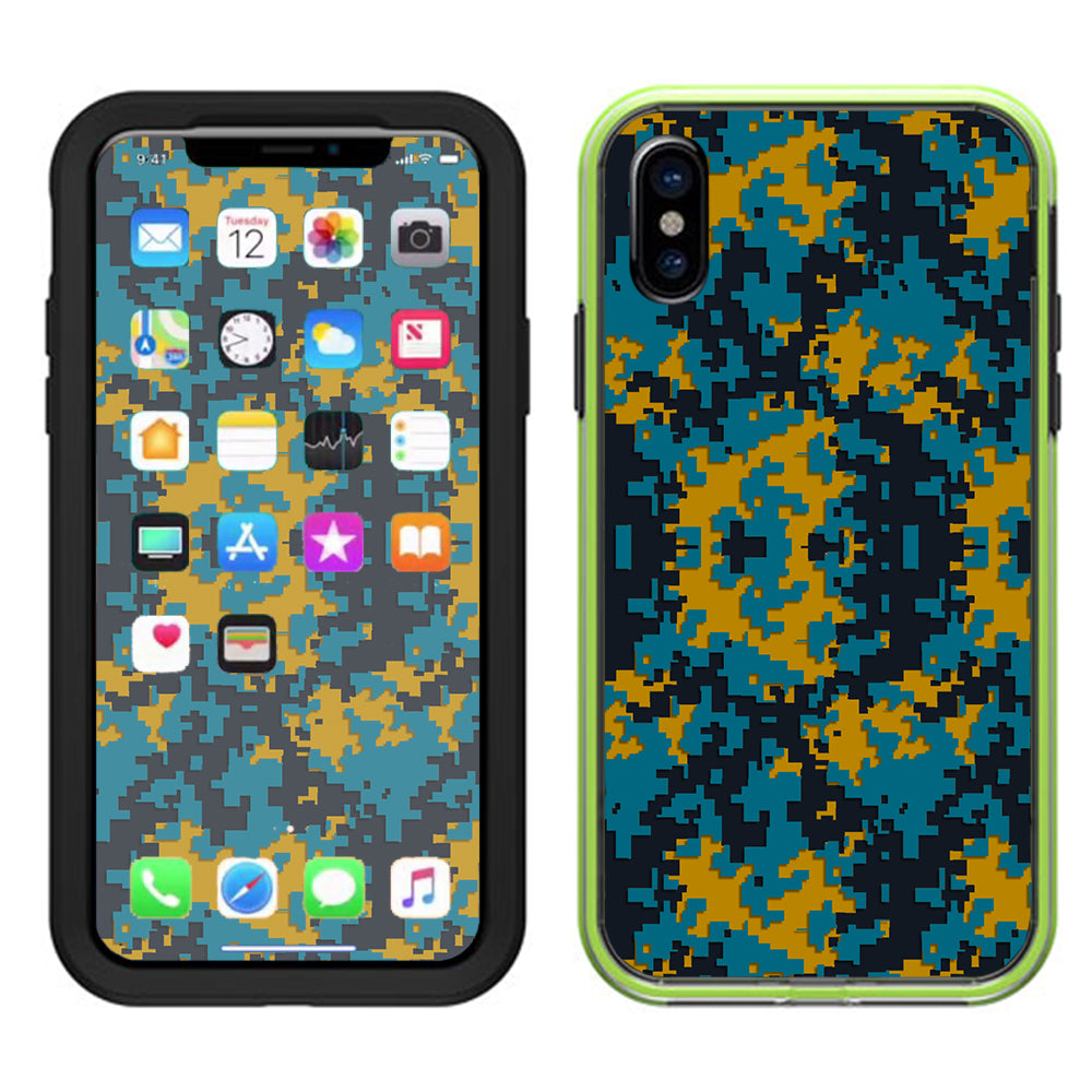  Digi Camo Team Colors Camouflage Teal Gold Lifeproof Slam Case iPhone X Skin