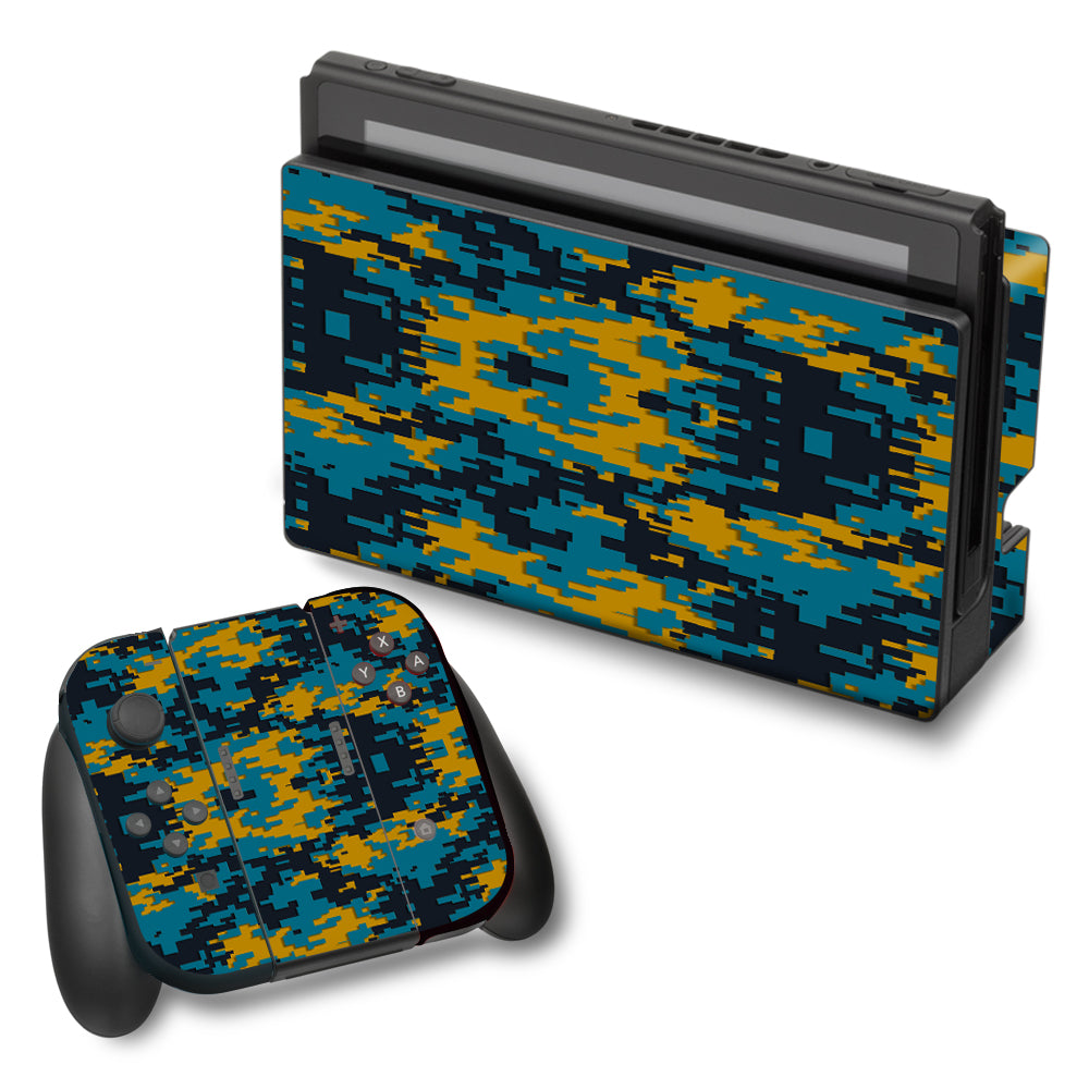  Digi Camo Team Colors Camouflage Teal Gold Nintendo Switch Skin