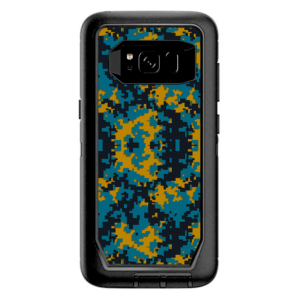  Digi Camo Team Colors Camouflage Teal Gold Otterbox Defender Samsung Galaxy S8 Skin