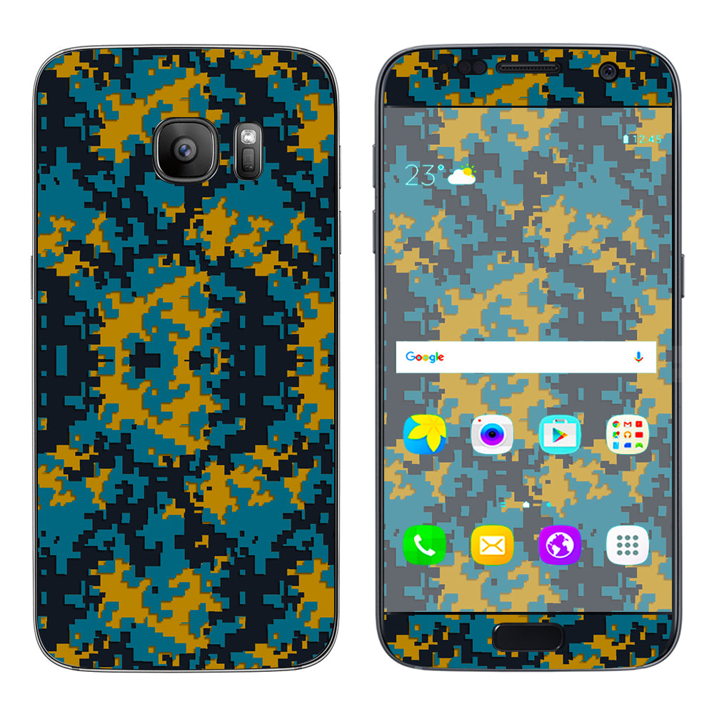  Digi Camo Team Colors Camouflage Teal Gold Samsung Galaxy S7 Skin