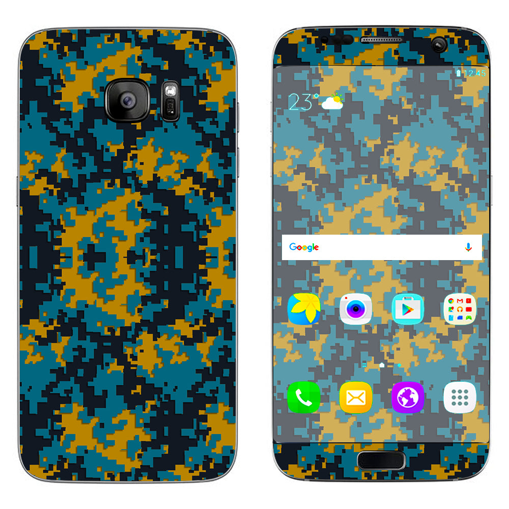  Digi Camo Team Colors Camouflage Teal Gold Samsung Galaxy S7 Edge Skin