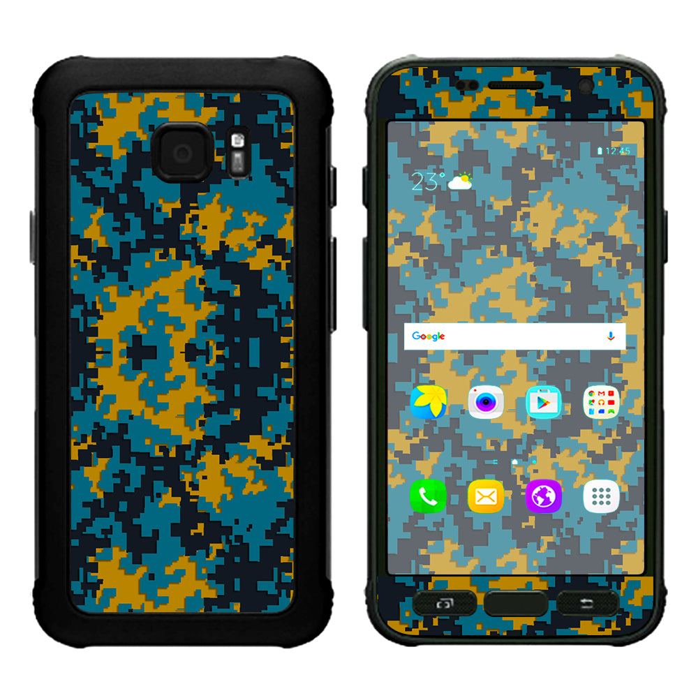  Digi Camo Team Colors Camouflage Teal Gold Samsung Galaxy S7 Active Skin
