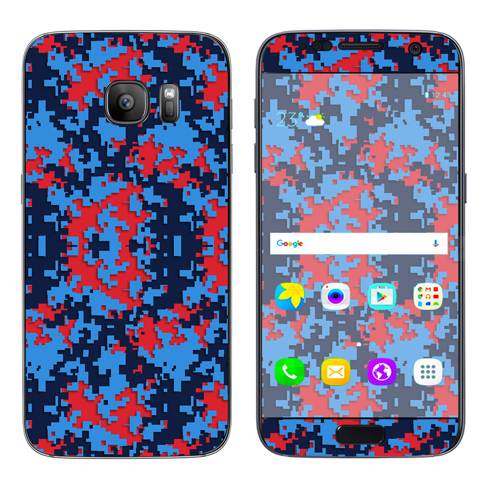  Digi Camo Team Colors Camouflage Blue Red Samsung Galaxy S7 Skin