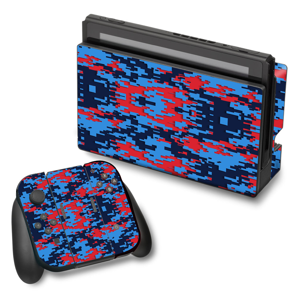  Digi Camo Team Colors Camouflage Blue Red Nintendo Switch Skin