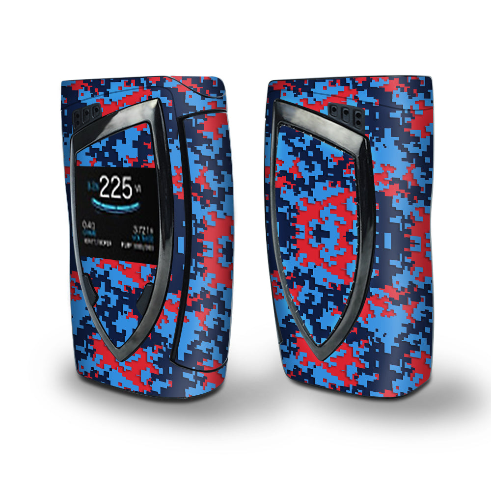 Skin Decal Vinyl Wrap for Smok Devilkin Kit 225w Vape (includes TFV12 Prince Tank Skins) skins cover / Digi Camo Sports Teams Colors digital camouflage Blue Red