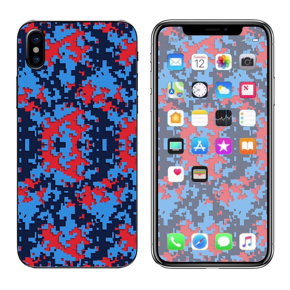 Digi Camo Team Colors Camouflage Blue Red Apple iPhone X Skin