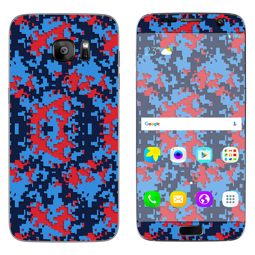  Digi Camo Team Colors Camouflage Blue Red Samsung Galaxy S7 Edge Skin