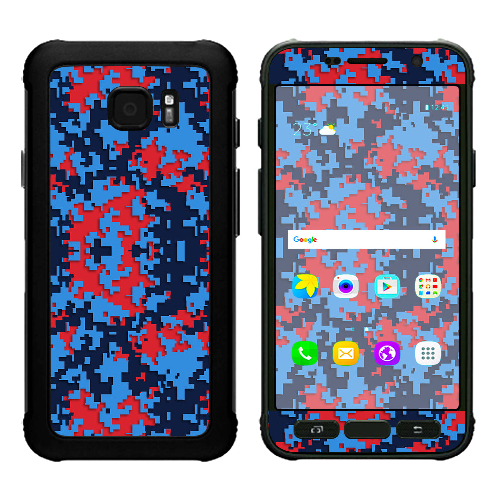  Digi Camo Team Colors Camouflage Blue Red Samsung Galaxy S7 Active Skin