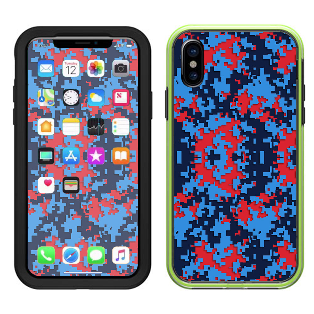  Digi Camo Team Colors Camouflage Blue Red Lifeproof Slam Case iPhone X Skin