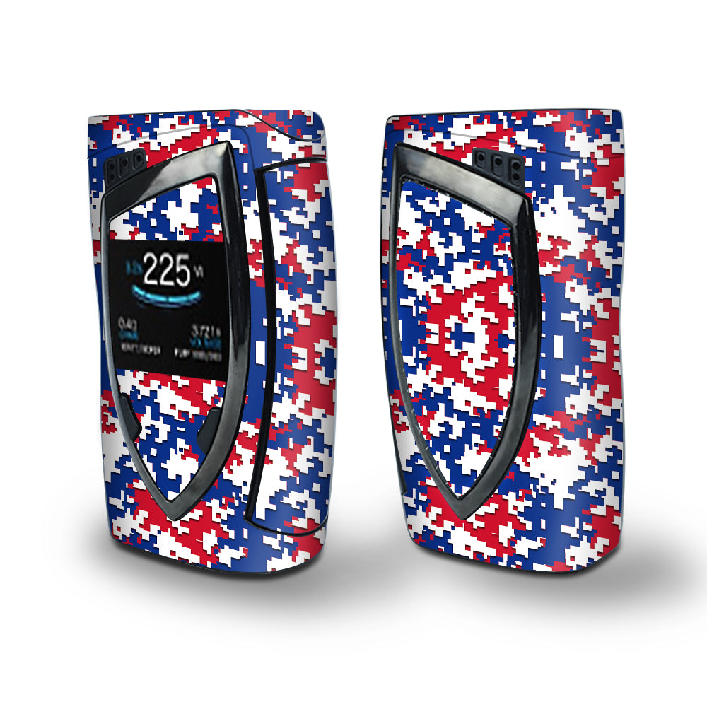 Skin Decal Vinyl Wrap for Smok Devilkin Kit 225w Vape (includes TFV12 Prince Tank Skins) skins cover / Digi Camo Sports Teams Colors digital camouflage Red White Blue