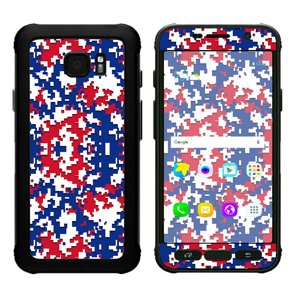  Digi Camo Team Colors Camouflage Red White Blue Samsung Galaxy S7 Active Skin