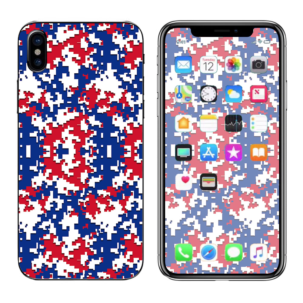  Digi Camo Team Colors Camouflage Red White Blue Apple iPhone X Skin
