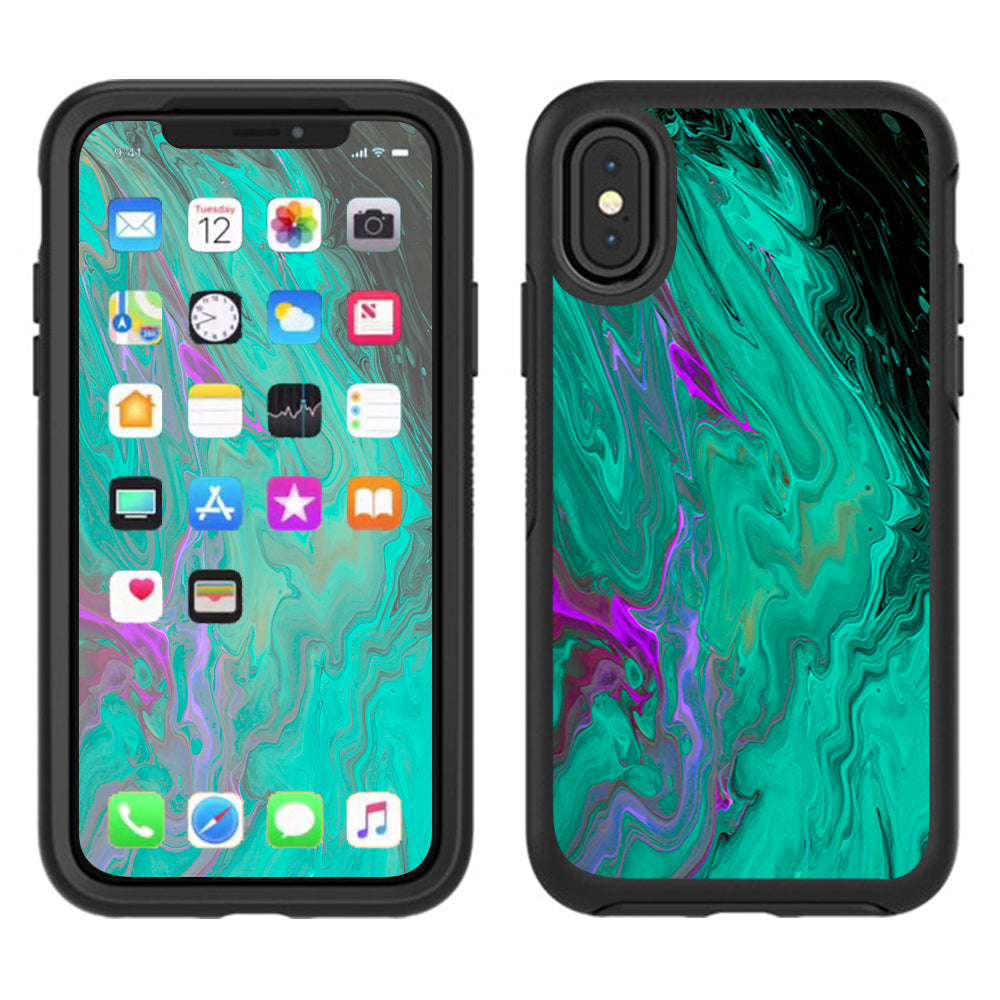  Paint Swirls Abstract Watercolor Otterbox Defender Apple iPhone X Skin