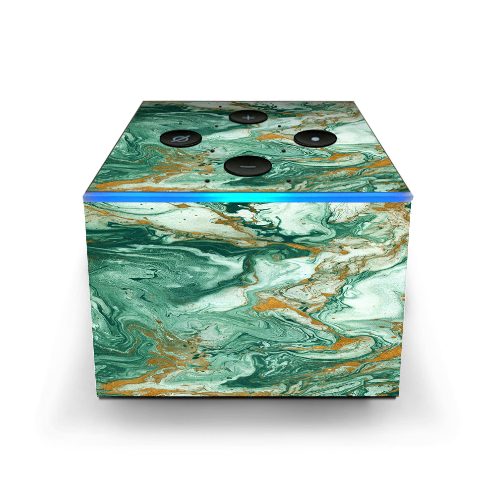  Marble Paint Swirls Green Amazon Fire TV Cube Skin