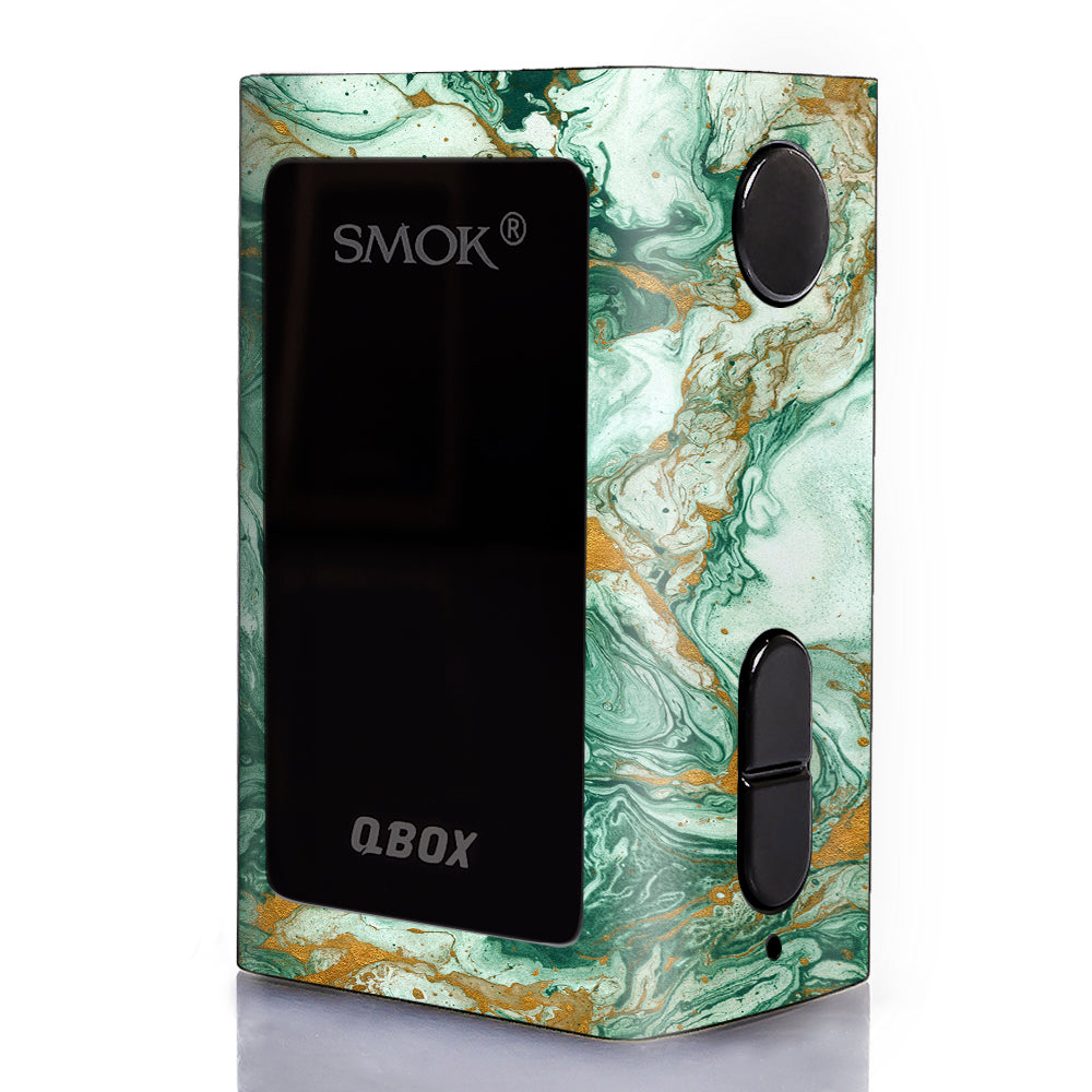  Marble Paint Swirls Green Smok Qbox 50w tc Skin