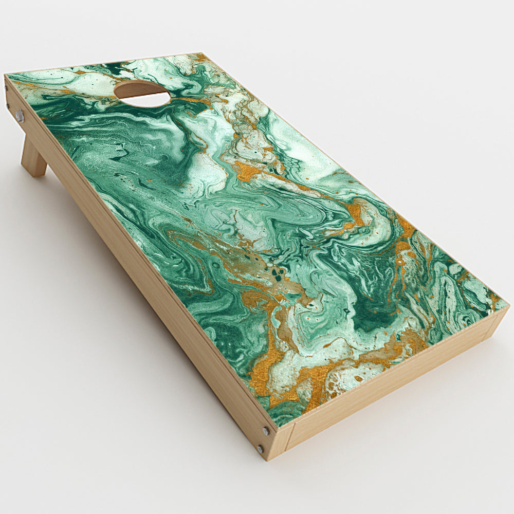  Marble Paint Swirls Green  Cornhole Game Board (2 pcs.) Skin