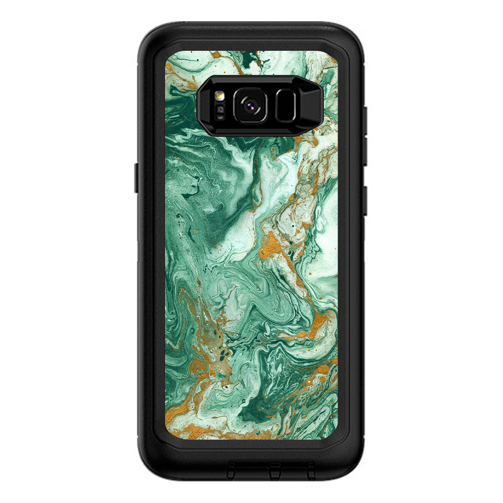  Marble Paint Swirls Green Otterbox Defender Samsung Galaxy S8 Plus Skin