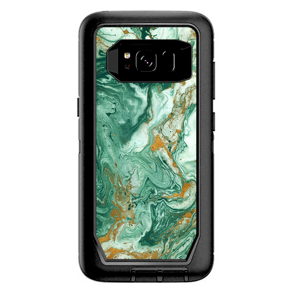  Marble Paint Swirls Green Otterbox Defender Samsung Galaxy S8 Skin