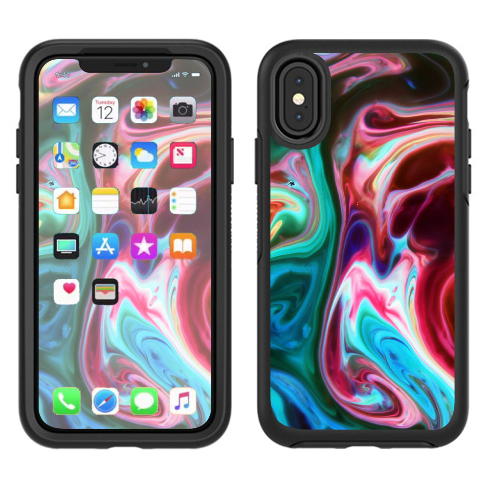  Paint Mix Sirls Red Green Otterbox Defender Apple iPhone X Skin