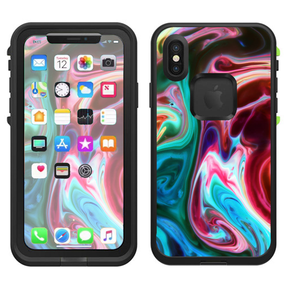  Paint Mix Sirls Red Green Lifeproof Fre Case iPhone X Skin
