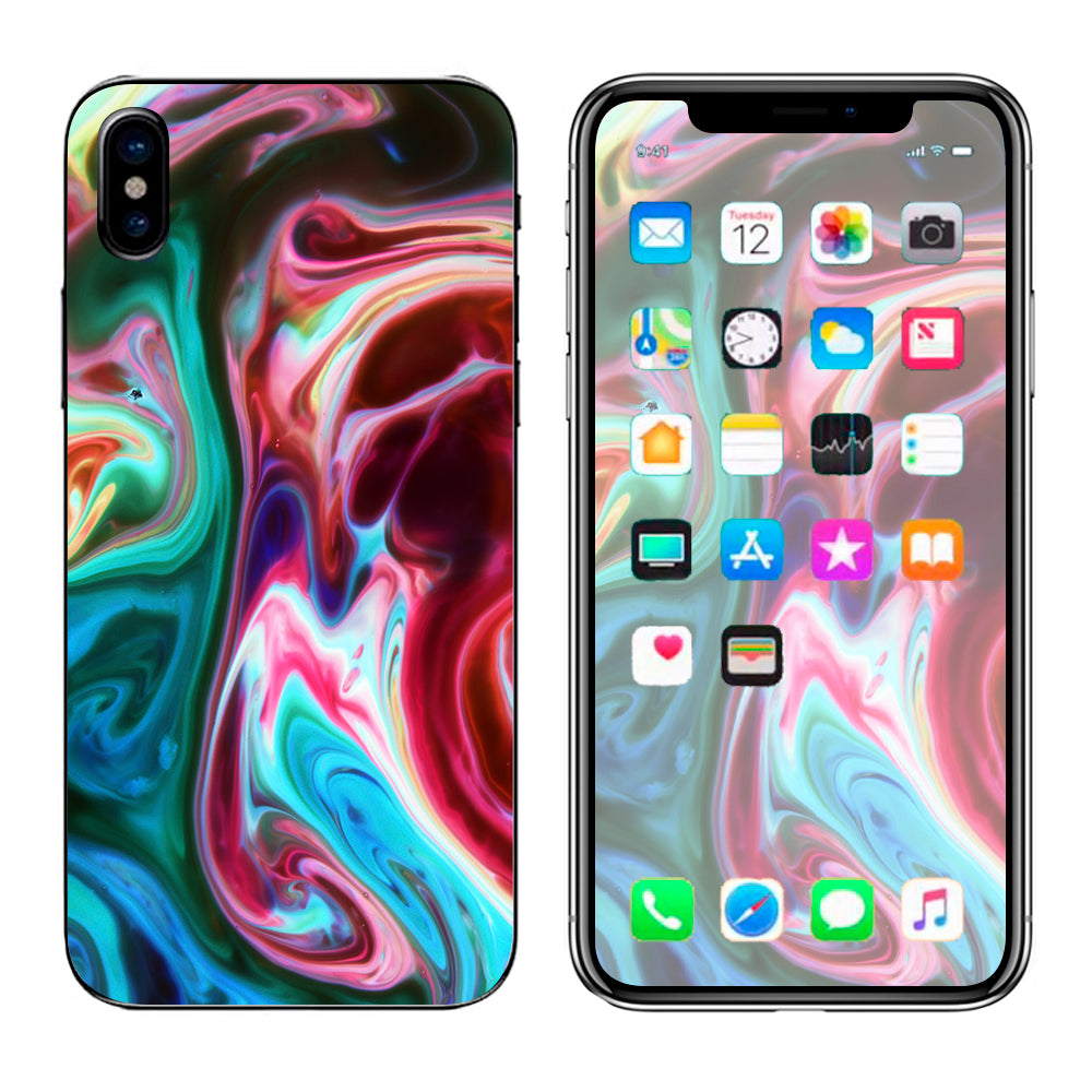  Paint Mix Sirls Red Green Apple iPhone X Skin
