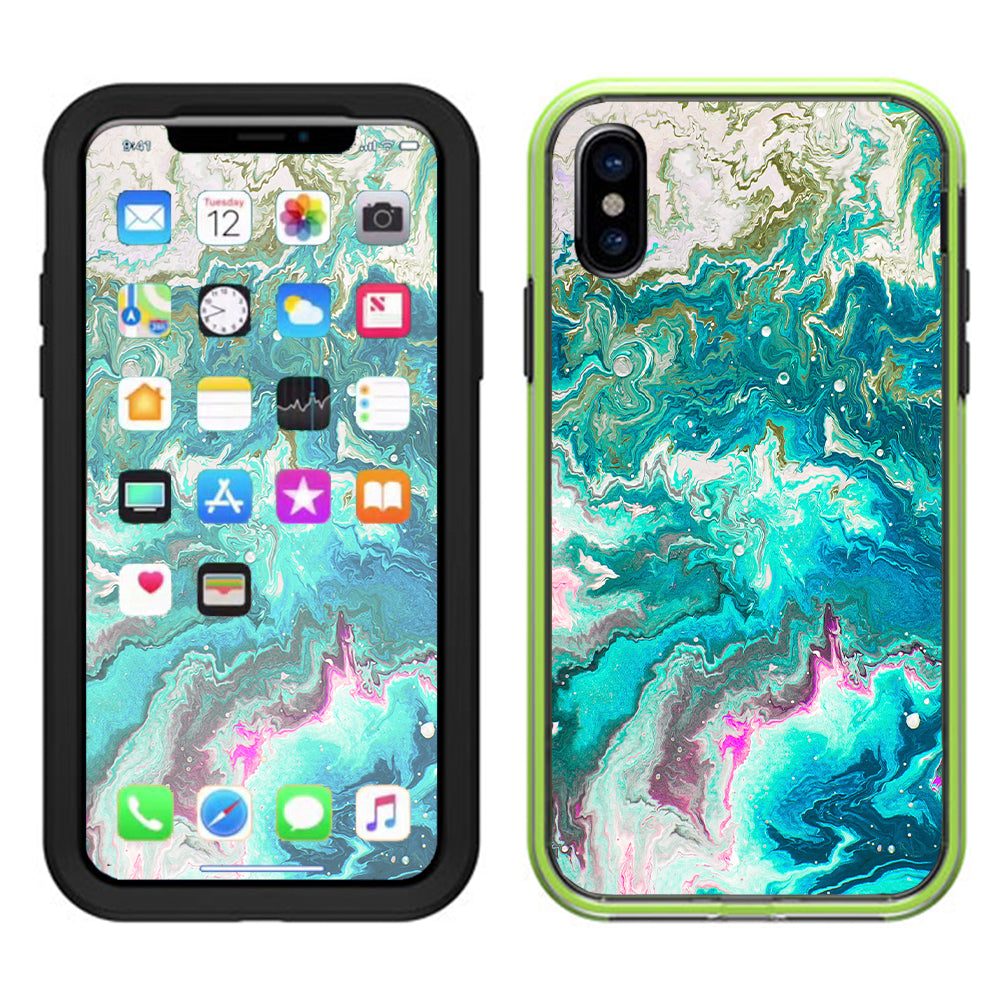  Marble Pattern Blue Ocean Green Lifeproof Slam Case iPhone X Skin