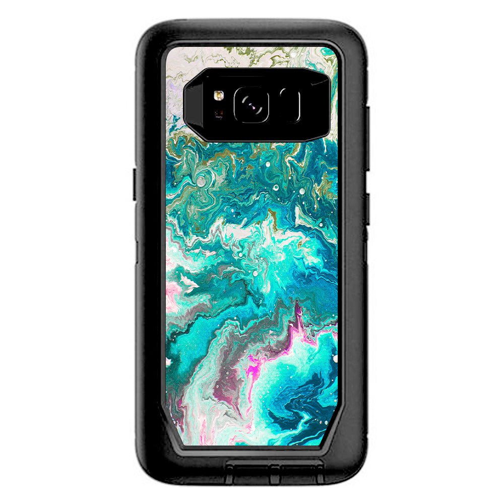  Marble Pattern Blue Ocean Green Otterbox Defender Samsung Galaxy S8 Skin